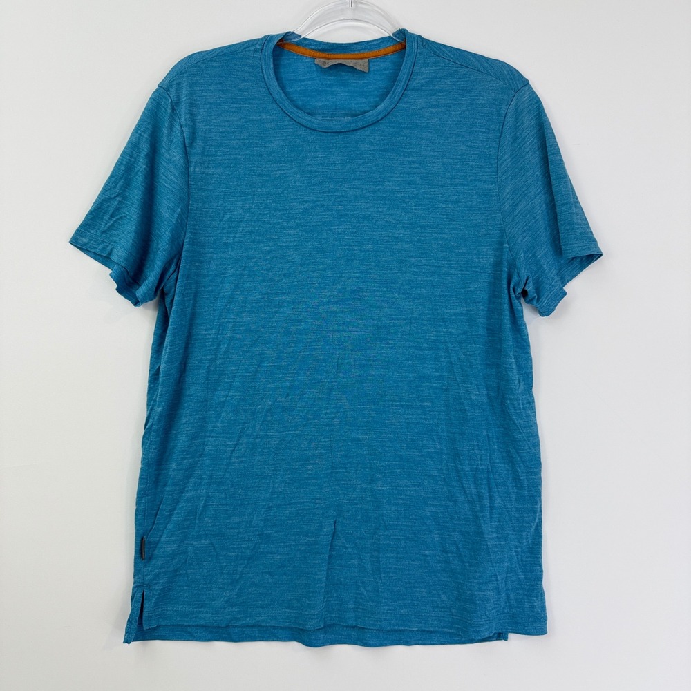 Icebreaker Cool-Lite T-Shirt Mens M Blue Merino Wool Blend Short Sleeve FLAW